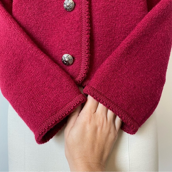 Vintage EUC 80’s CARROLL REED Wool Cropped Cardigan Sweater Small Red - Picture 10 of 16